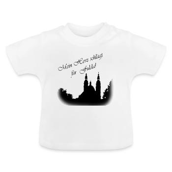 Mein Herz schlaegt fuer Fulda - Baby Bio-T-Shirt mit Rundhals - Weiß - Vorne