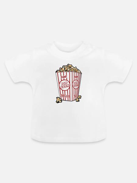 Popcorn - Baby Bio-T-Shirt mit Rundhals - Weiß