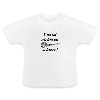 Schwertransport, Uns ist nichts zu schwer! Idee - Baby Bio-T-Shirt mit Rundhals - Weiß - Vorne