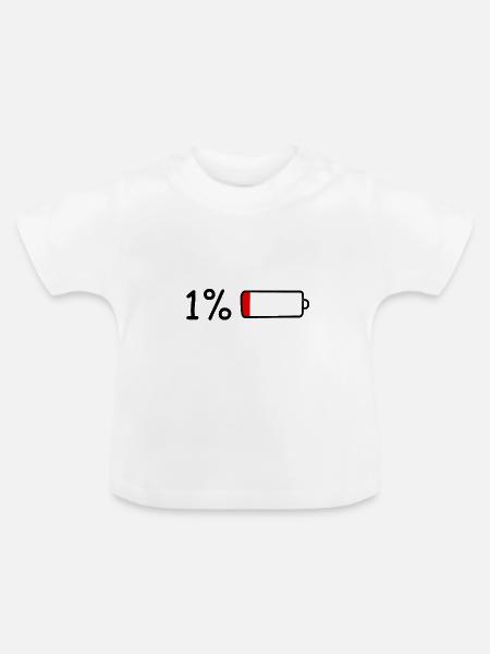 1% Akku. - Baby Bio-T-Shirt mit Rundhals - Weiß