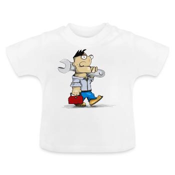 Technician with wrench - Baby Organic T-Shirt with Round Neck - white - Front