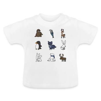 Cute winter animals - Baby Organic T-Shirt with Round Neck - white - Front