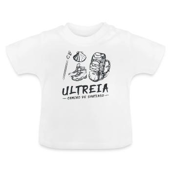 Camino de Santaigo. Chemin de Compostelle, T-shirt Ultreia - T-shirt bio col rond Bébé - blanc - Devant