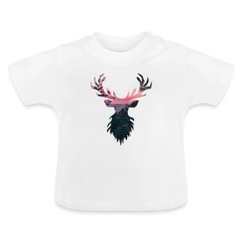 Cerf de cerf - T-shirt bio col rond Bébé - blanc - Devant