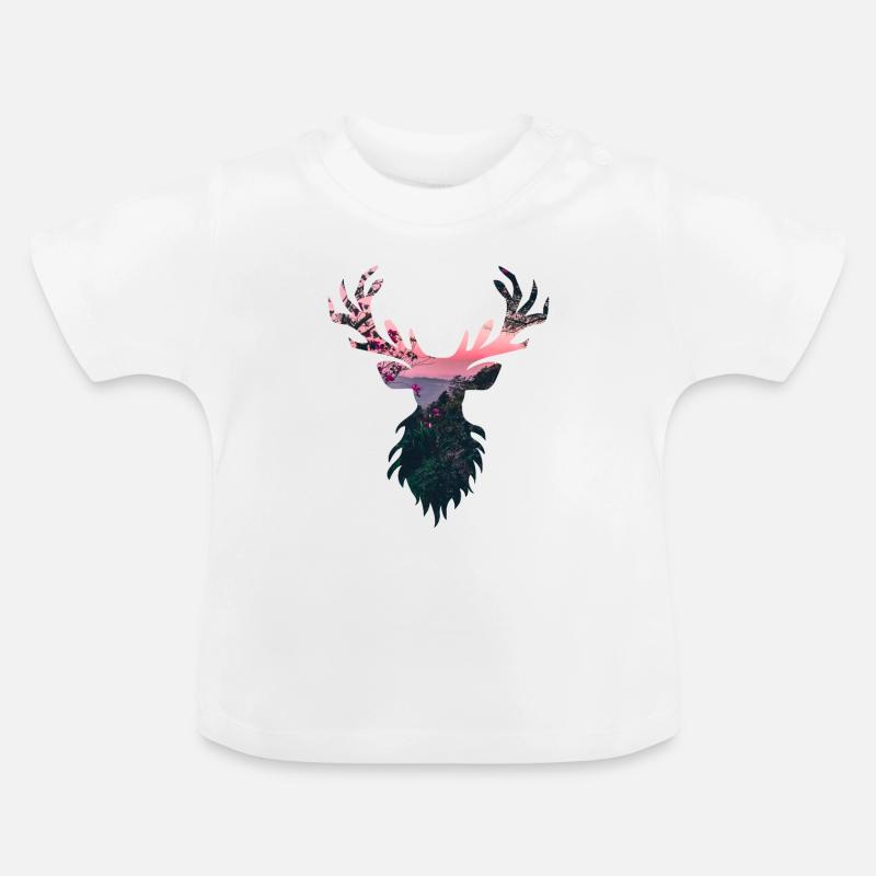 Cerf de cerf - T-shirt bio col rond Bébé - blanc