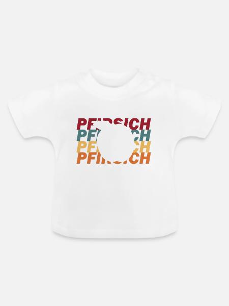 Pfirsich - Baby Bio-T-Shirt mit Rundhals - Weiß