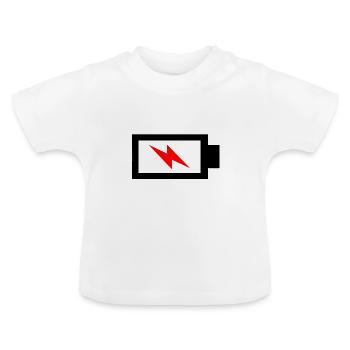 Empty battery, Charging battery, Aufladen - Baby Bio-T-Shirt mit Rundhals - Weiß - Vorne