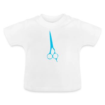 Une paire de ciseaux bleus chez le coiffeur - T-shirt bio col rond Bébé - blanc - Devant