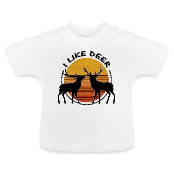 Zwei Hirsche - Baby Bio-T-Shirt mit Rundhals - Weiß - Vorne