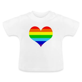 Herz in den CSD Farben - Gaypride - Baby Bio-T-Shirt mit Rundhals - Weiß - Vorne