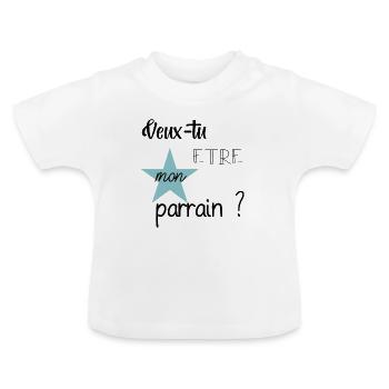 Veux tu etre mon parrain? - T-shirt bio col rond Bébé - blanc - Devant