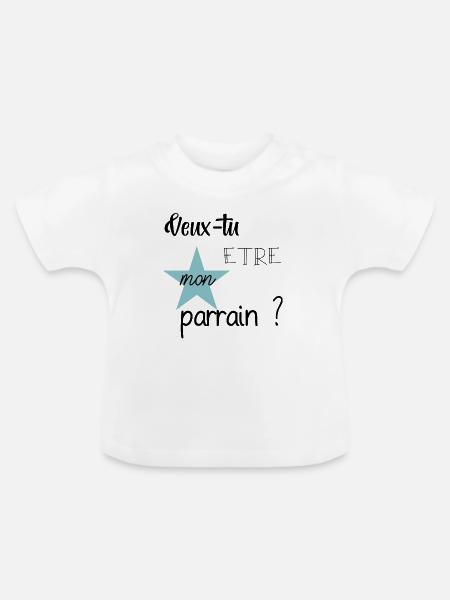 Veux tu etre mon parrain? - T-shirt bio col rond Bébé - blanc