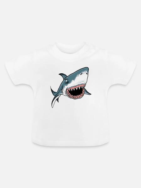 Tauch Dive Shark Hai - Baby Bio-T-Shirt mit Rundhals - Weiß