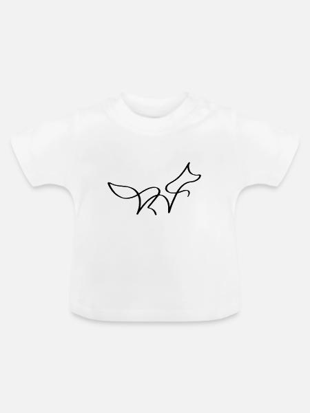 One Line Fuchs schwarz - Baby Bio-T-Shirt mit Rundhals - Weiß