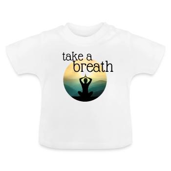 respirer (yoga) - T-shirt bio col rond Bébé - blanc - Devant