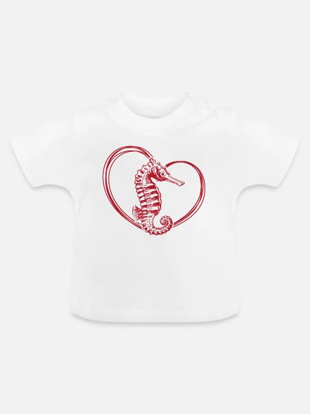 Seepferd - Baby Bio-T-Shirt mit Rundhals - Weiß