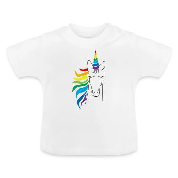 Unicorn unicorn face, eyes closed - Baby Organic T-Shirt with Round Neck - white - Front