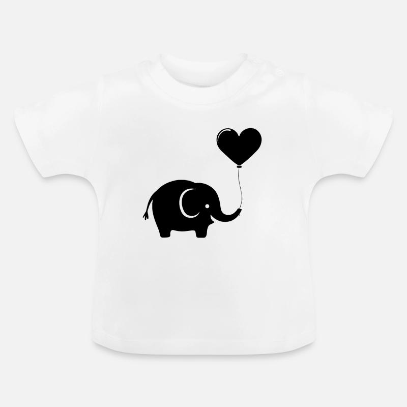 Éléphant avec ballon - T-shirt bio col rond Bébé - blanc