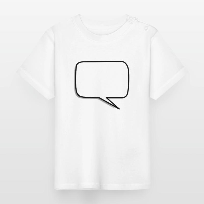 Speech Bubble Shape White Baby Organic T-Shirt with Round Neck