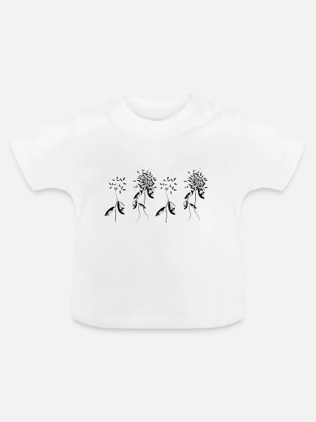 vier pflanzen blumen blume - Baby Bio-T-Shirt mit Rundhals - Weiß