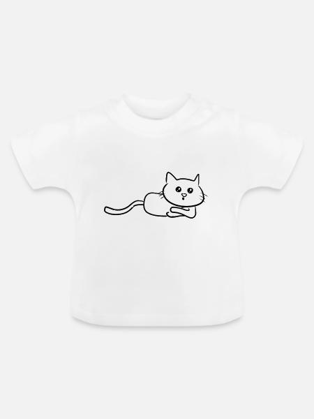Katze cartoon süß liegend - Baby Bio-T-Shirt mit Rundhals - Weiß