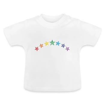 Sterne Regenbogen scribble - Baby Bio-T-Shirt mit Rundhals - Weiß - Vorne
