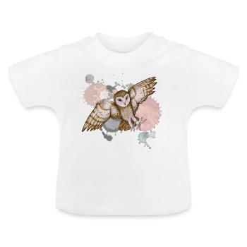 Schleiereule im Angriff - Baby Bio-T-Shirt mit Rundhals - Weiß - Vorne