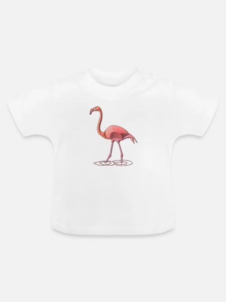 Flamingo - Baby Bio-T-Shirt mit Rundhals - Weiß
