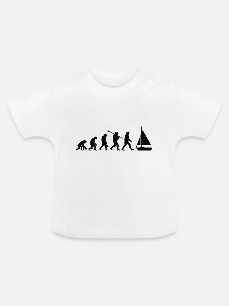 Evolution Segelboot Boot - Baby Bio-T-Shirt mit Rundhals - Weiß