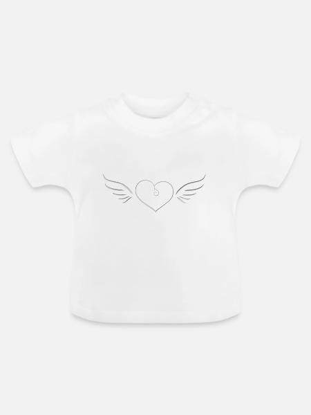 silber Herz Engel Symbol Flügel - Baby Bio-T-Shirt mit Rundhals - Weiß