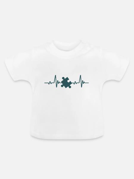 Puzzle | Herzschlag - Baby Bio-T-Shirt mit Rundhals - Weiß