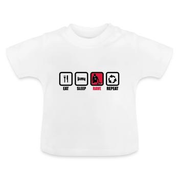 eat sleep rave,DJ,dj,électro,clubbing,clubber - T-shirt bio col rond Bébé - blanc - Devant