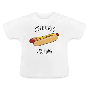 Ich kann nicht, ich bin hungrig - Baby Bio-T-Shirt mit Rundhals - Weiß - Vorne