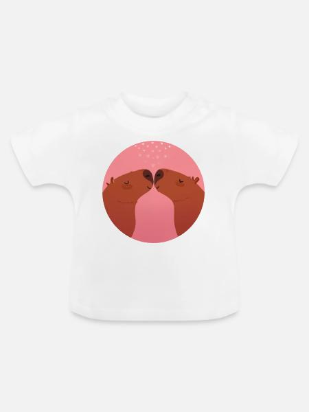 Capybara Liebe - Baby Bio-T-Shirt mit Rundhals - Weiß