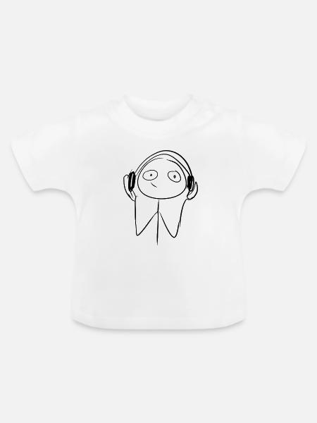 Kopfhörer cartoon - Baby Bio-T-Shirt mit Rundhals - Weiß
