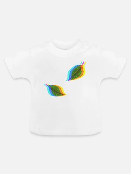 blätter blatt effekt 3d - Baby Bio-T-Shirt mit Rundhals - Weiß