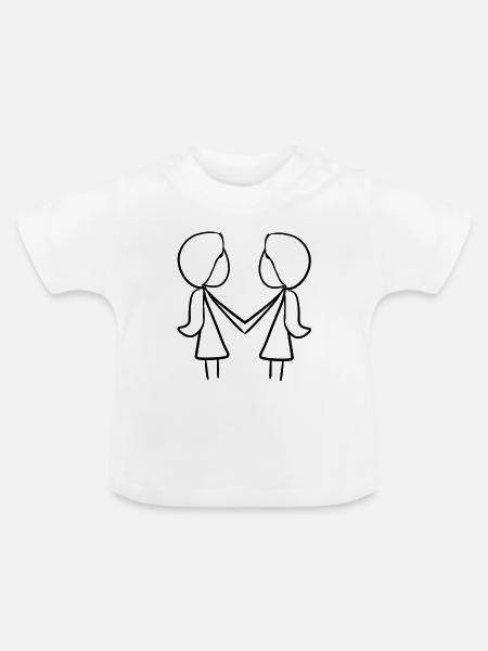 Freundschaft Freunde zwei Mädchen - Baby Bio-T-Shirt mit Rundhals - Weiß