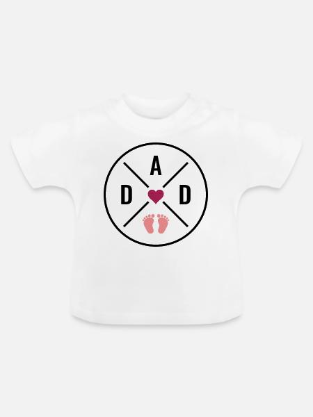 DAD Herz Baby Babyfüße Vater Liebe Vatertag Papa - Baby Bio-T-Shirt mit Rundhals - Weiß
