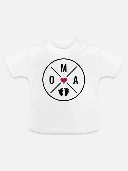 OMA HERZ BABY BABYFÜßE LIEBE Farben anpassbar OMA - Baby Bio-T-Shirt mit Rundhals - Weiß