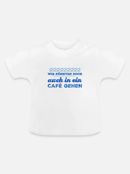 ab ins Cafe - Baby Bio-T-Shirt mit Rundhals - Weiß