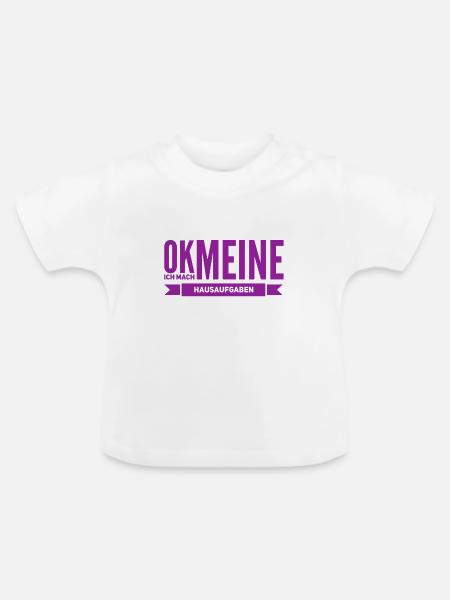 Zeit für Hausaufgaben - Baby Bio-T-Shirt mit Rundhals - Weiß
