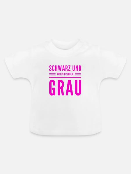 ich will grau - Baby Bio-T-Shirt mit Rundhals - Weiß