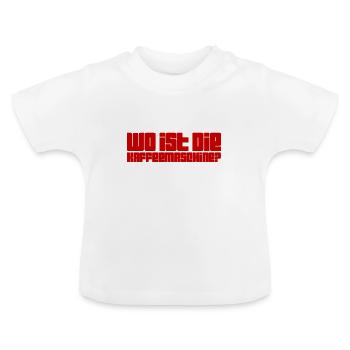 gibt es Kaffee? - Baby Bio-T-Shirt mit Rundhals - Weiß - Vorne