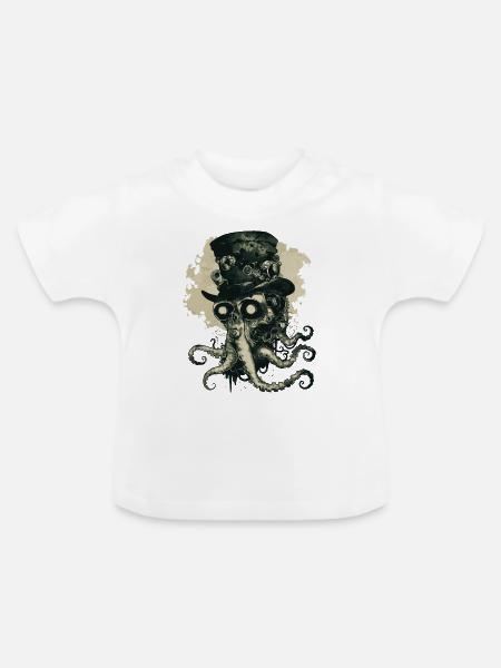 Steampunk Kraken - Baby Bio-T-Shirt mit Rundhals - Weiß