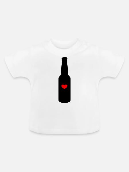 Flasche mit Herz - Baby Bio-T-Shirt mit Rundhals - Weiß