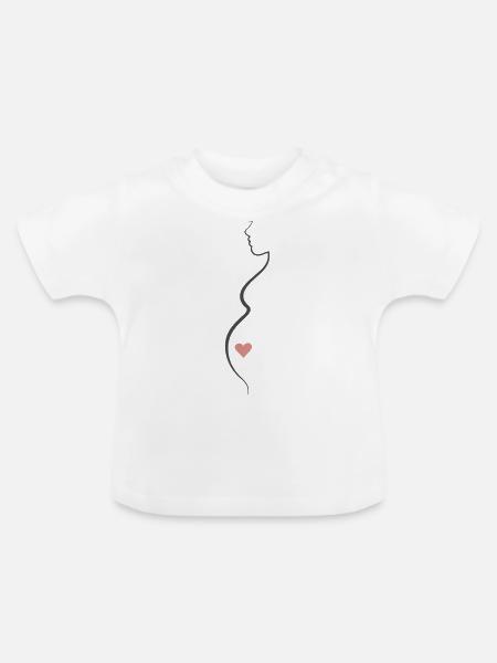 Schwangere Frau - Baby Bio-T-Shirt mit Rundhals - Weiß