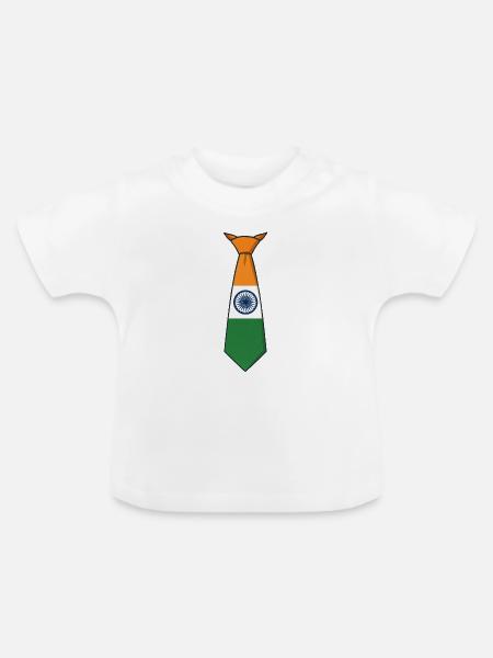 India Tie – Flaggendesign - Baby Bio-T-Shirt mit Rundhals - Weiß