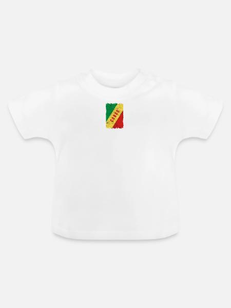 Kongo Flagge - Baby Bio-T-Shirt mit Rundhals - Weiß