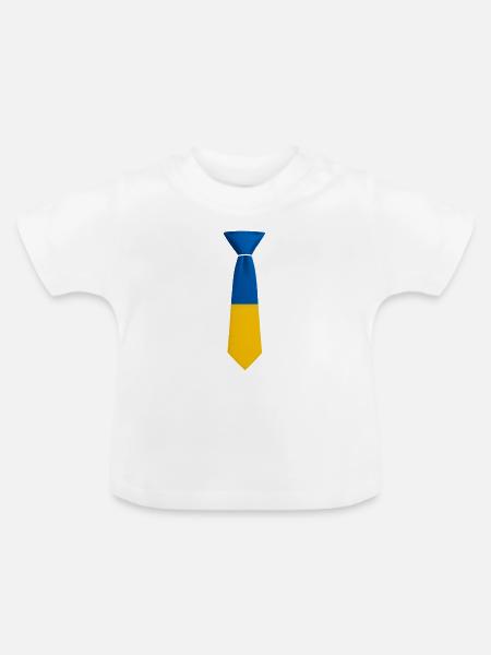 Blau-gelber Farbblock bindet - Baby Bio-T-Shirt mit Rundhals - Weiß