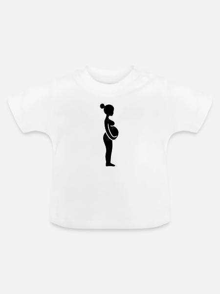 Schwangere Frau - Baby Bio-T-Shirt mit Rundhals - Weiß